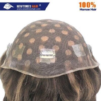 French Lace with Clear PU Back Sides Fashion Highlight Human Hair Women Toupee