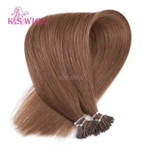 K. S Wigs Color #8 Virgin Remy Human Hair Extension I Tip Hair