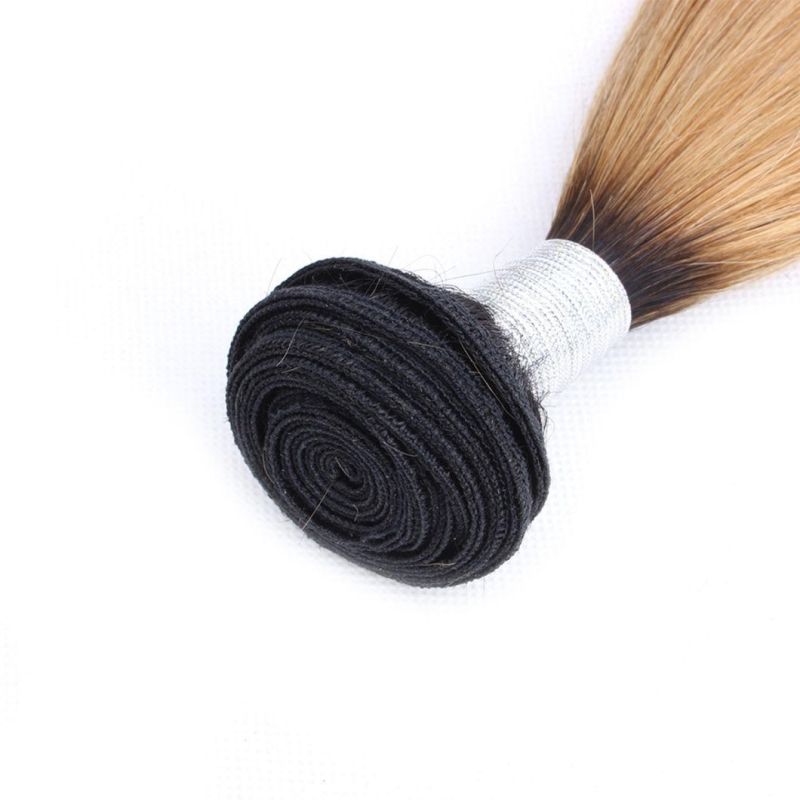 Brazilian Human Hair Bundle with Lace Closure Middle Part Ombre Honey Blonde Straight Remy Human Hair Short Bob Style