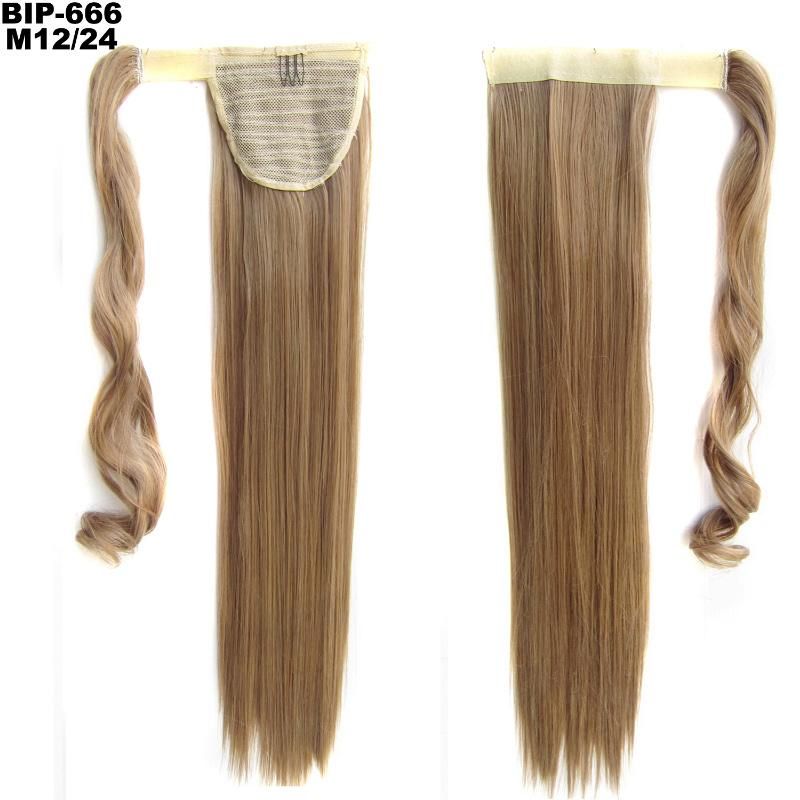 Silky Straight Synthetic Magic Paste Clip in Ponytail Hair Extension