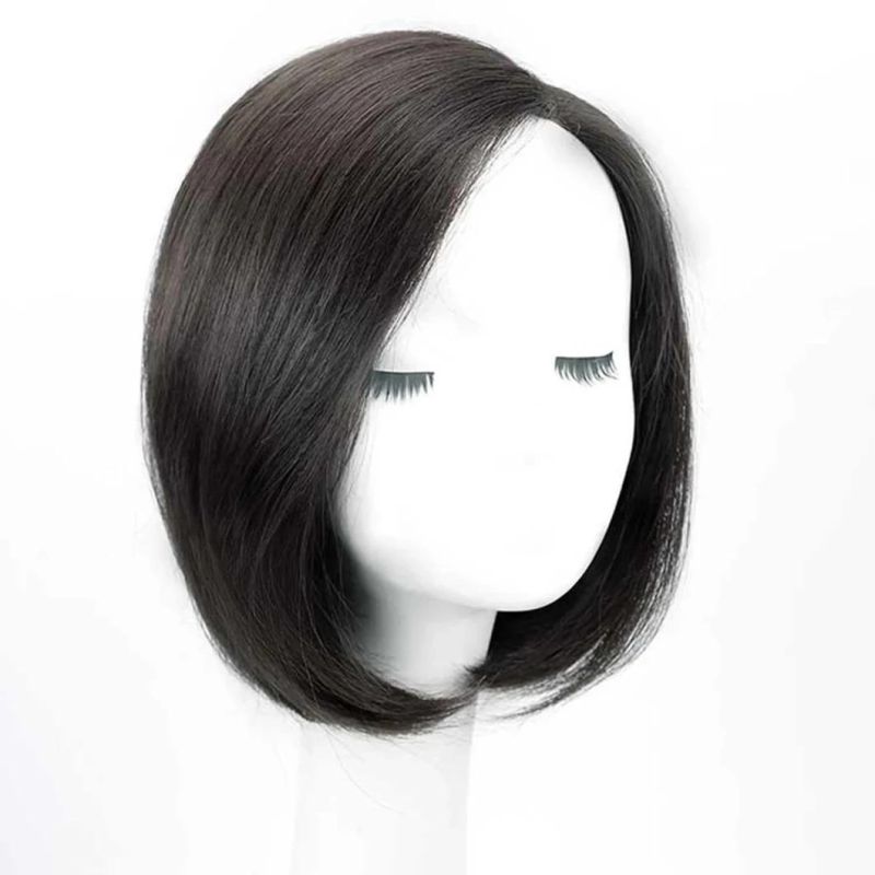 Bob Wig Female Short Hair Human Brazilian Hair Wig with Lace Front Inner Buckle Pear Flower Roll Bob Head Wigs Cover Fluffy Natural Black Wigs