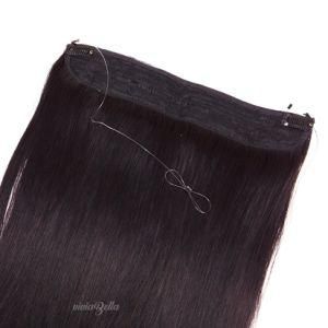 Natural Black Indian Straight Clip in 100% Human Halo Hair Extension Fish Line Hair Extension