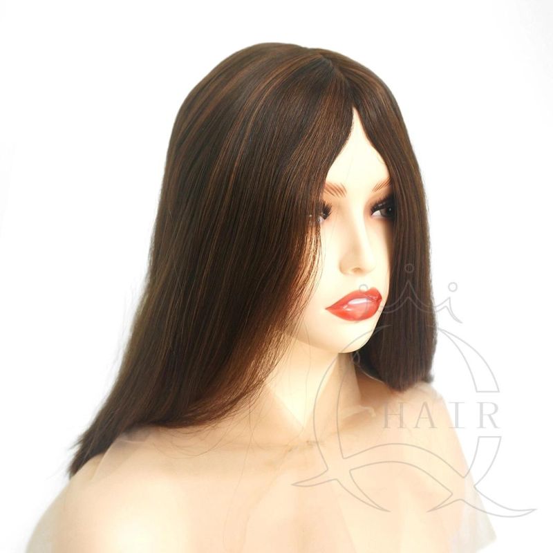 A18 Inch 2021 High Quality and Fast Delivery Women Human Mongolian Hair Wigs Silk Top Wig Jewish Wigs Skin Top Wigs Kosher Wig Sheitel Perruque Human Hair Wig