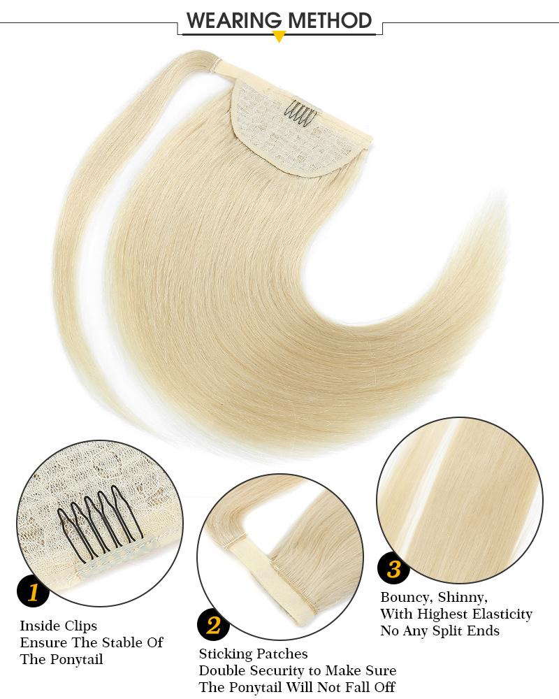 Quality Indian Remy Human Hair Drawstring Ponytail/ Wrap Around Ponytail Hair Extensions