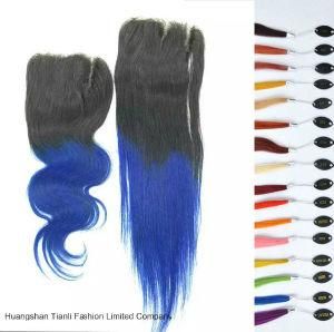 7A Bleached Knots Silk Base Lace Closure Dark Blue Hair