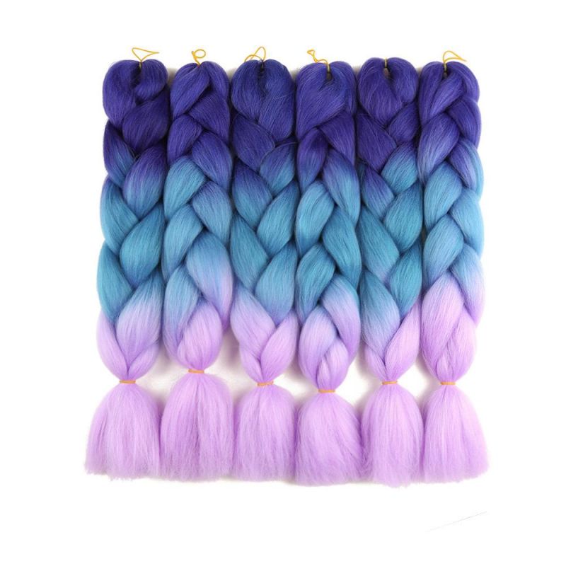 Wholesale 24 Inch Hot Water Setting Jumbo Yaki Hair Pre Stretched Braiding Hair Twisted Ombre Crochet Jumbo Braid Synthetic Hair