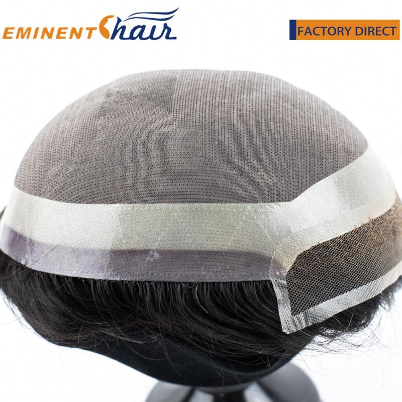 Stock Fine Mono with PU Edge and Lace Front Toupee Men′ S Hair System