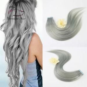 Human Hair Products Full Cuticle Thick End Tape Color Grey Silver in Hair Extentions Fast Shipping Hair Extensions