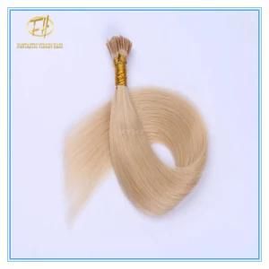 High Quality #60 Platinum Blond Color Double Drawn I Tip Extension Hair with Whole Sale Price Ex-006