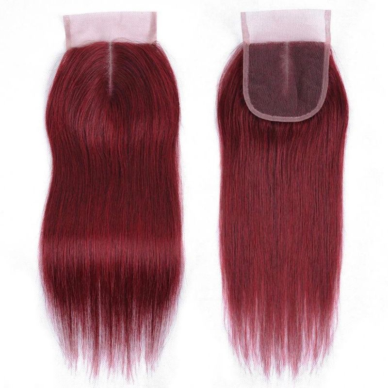 Bold Red 99j Burgundy Brazilian Straight Hair 3 Bundles with Closure Human Hair Weave with Closure Remy Hair Notangle