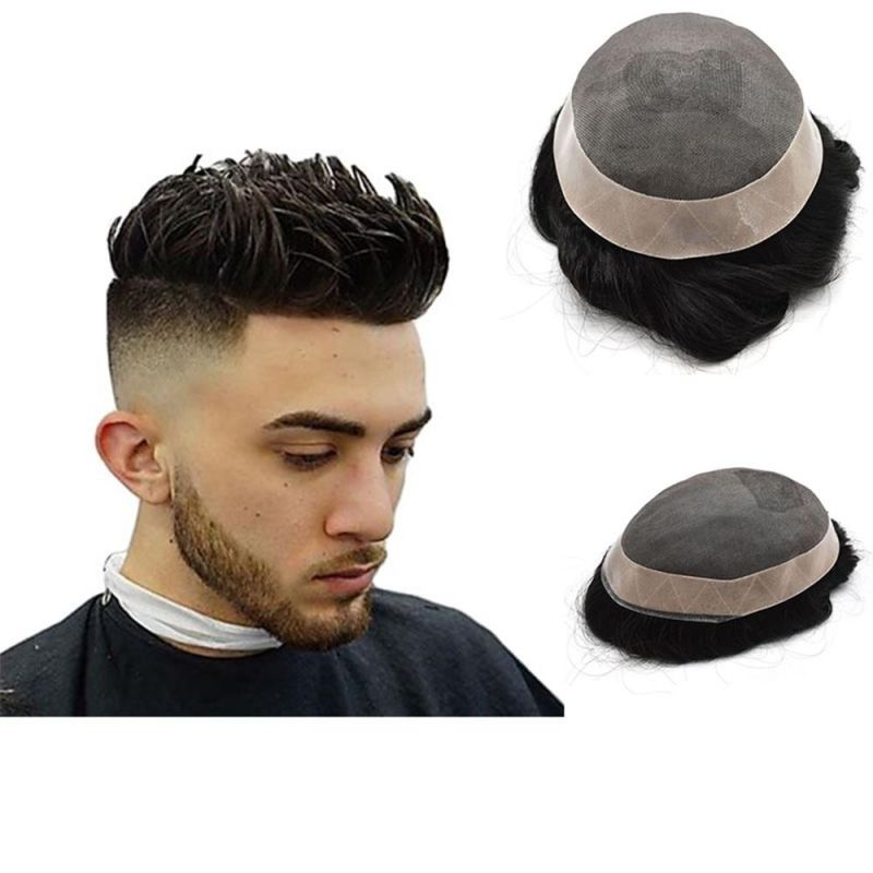 Kbeth Drop Shipping Bleached Knots Mono Lace PU Men Wig Natural Color Human Remy Hair Toupee for Men