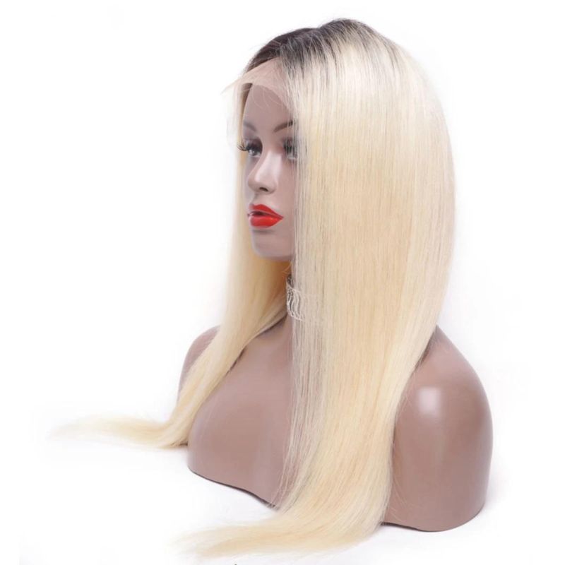 13X4 Lace Frontal Wig Human Hair Pre Plucked Long Brazilian Straight Blonde Ombre Color 613 HD Glueless Full Lace Wigs 24 Inches