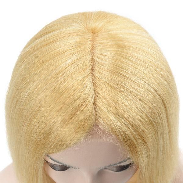 Blond 613 Color Bob Style Natural Hair Toupee