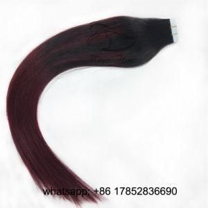 Human Hair Extensions PU Tape Remy Hair Full Head Balayage Color 1b/99j Skin Weft Vrigin Hair 50g 20PCS Hair Extensions
