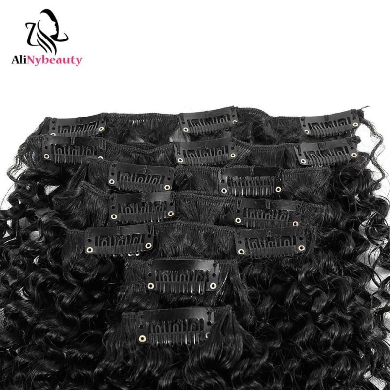 Kinky Curly Human Hair Extensions Natural Black Remy Hair 7PCS/Set