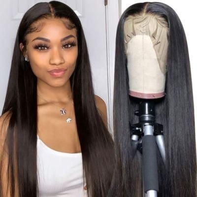 Kbeth Wholesale Factory Price Hot Selling Natural Black Human Hair Wig 13*4 Transparent Straight Front Lace Wigs for Black Women