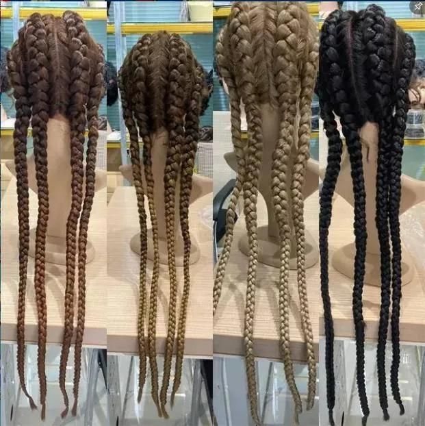 Newest Braided Synthetic Hair Wigs African Braided Lace Front Wigs Vendors with Baby Hair for Women Braid Lace Wig Glueless