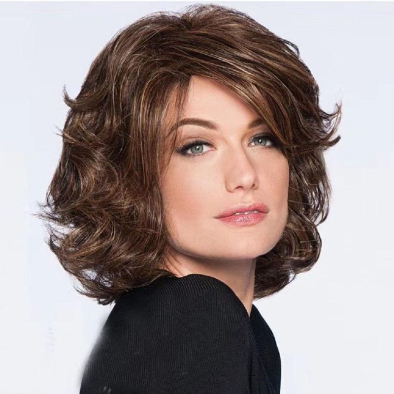 Natural Hairline Women Heat-Resistant Wigs Short Hair Synthetic Wig Fluffy Curly Wave Wig for Black and White Women