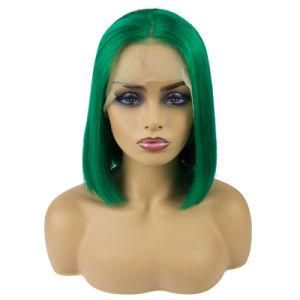 Green Color Lace Front Human Hair Bob Wigs Brazilian Hair Wig