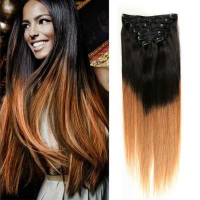 Full Head 6A Unprocessed Brazilian Remy Hair Clip in Human Hair Extensions