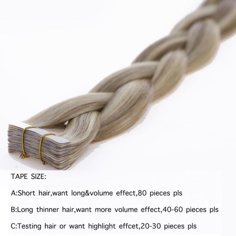 Tape Human Hair Extensions Skin Weft Blonde Natural Hair Virgin Straight Tape Hair Invisible on Adhesives 20PC 40PC
