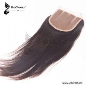 Tom Hairworks&reg; 14 Inch Silky Straight Natural Color 5*5 Three Part Lace Closure Brazilian Human Hair