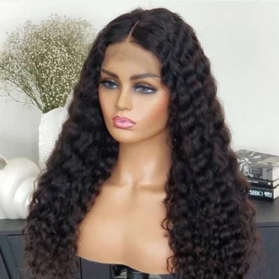 Kbeth Wholesale Deep Wave Raw Brazilian Virgin Human Hair Full HD Curly Lace Front Wig Cheap Transparent Lace Frontal Wig for Women