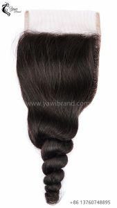 4X4 Swiss Lace Closure Loose Wave Brazilian Virgin Human Hair Closure