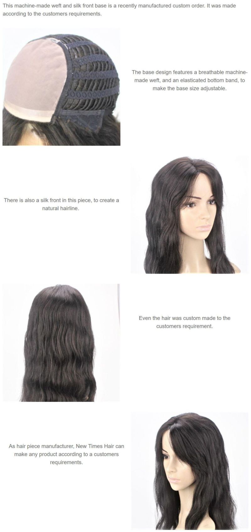 Customized Ladies Elasticated Machine-Made Weft and Silk Front Wig