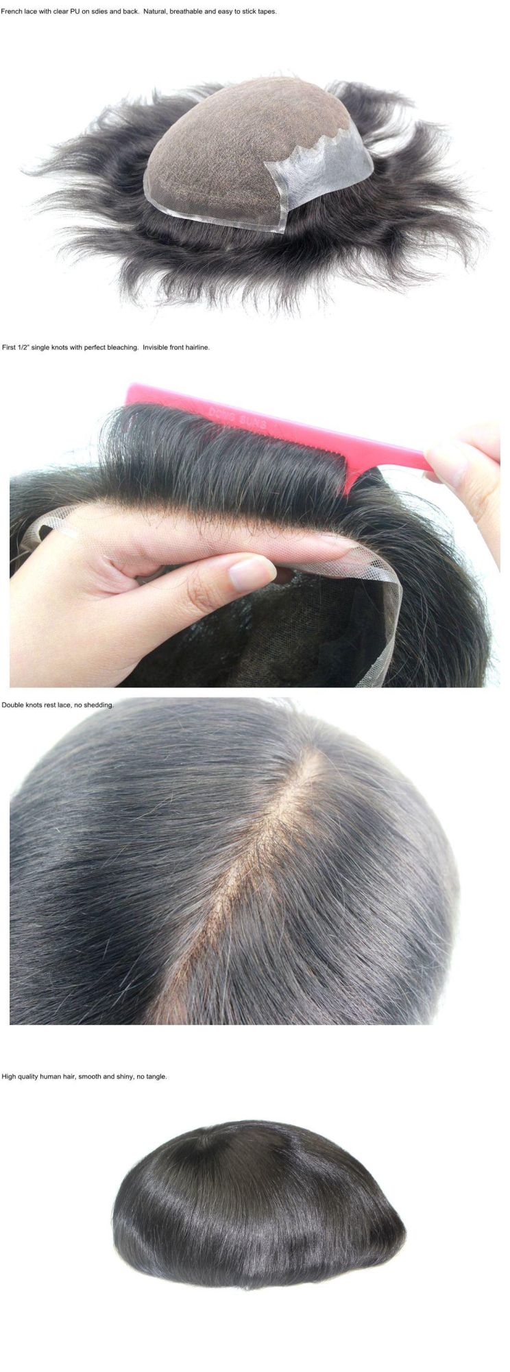 Stock Immediate Shipment 100% Human Hair System Replacement Wigs for Men