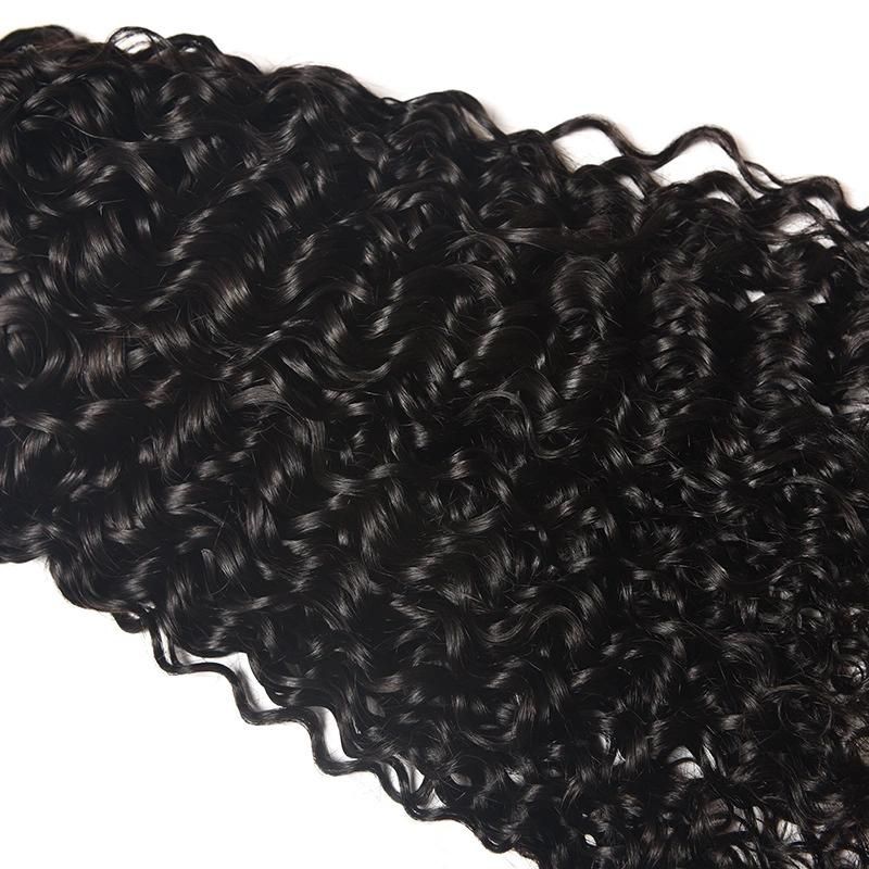 Natural Black Hair Extension, Double Drawn or Weft Hair Bundles, 22" Water Wave Hair Extension for Black Women with 5*5 Closure