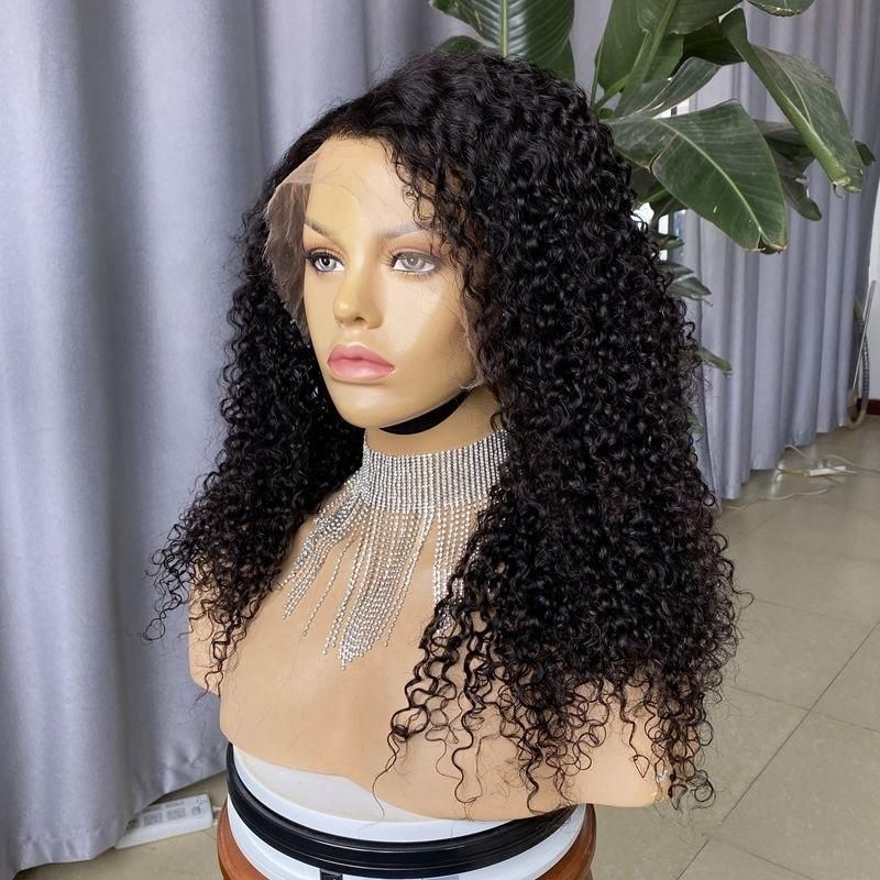 100% Human Hair Curly HD Lace Frontal Wig Brazilian Hair Transparent Swiss Lace Natural Black Short 1 Piece 10A Grade