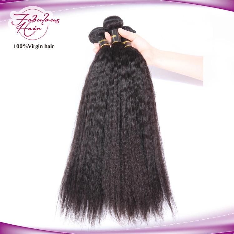 Kinky Straight Human Hair Bundles with Lace Closure