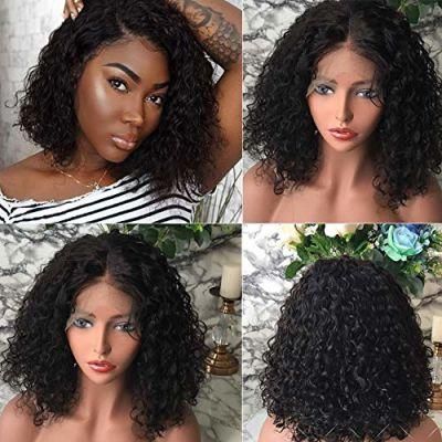 Black Curly Bob 13X6 T Part Lace Front Wig Short Bob Human Hair Wigs 1b/30 1b/99j Burgundy Remy Hair for Women
