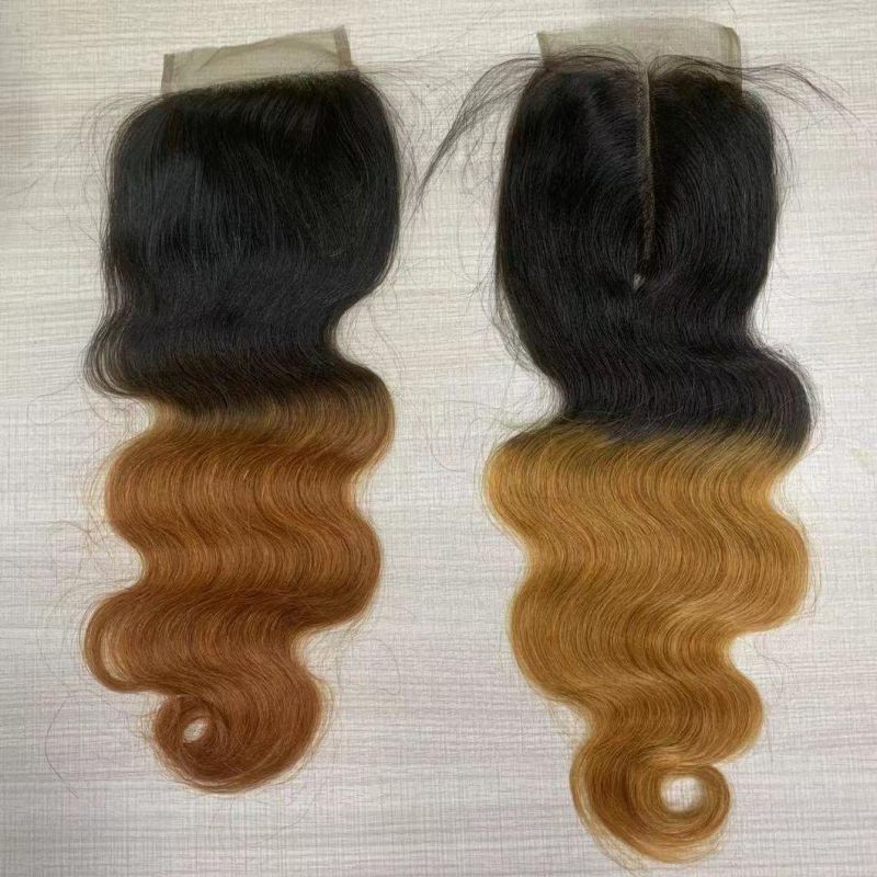 Wholesale Human Hair Bundles with Closure 4X4 Lace Body Wave 1b27 Color Raw Indian Hair 5X5 Lace Closure