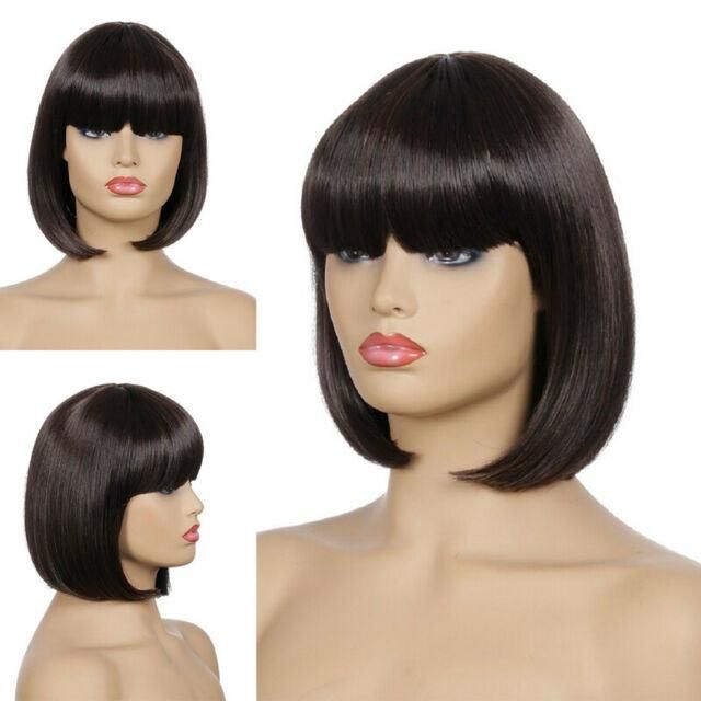 Kbeth Human Hair Wig for Black Women Pixie Cut Vietnam Hair in Fumi 100 Virgin Remy 8 Inch 10 Inch 12 Inch 14 Inch 16 Inch Straight Bob Ladies Wig with Bangs