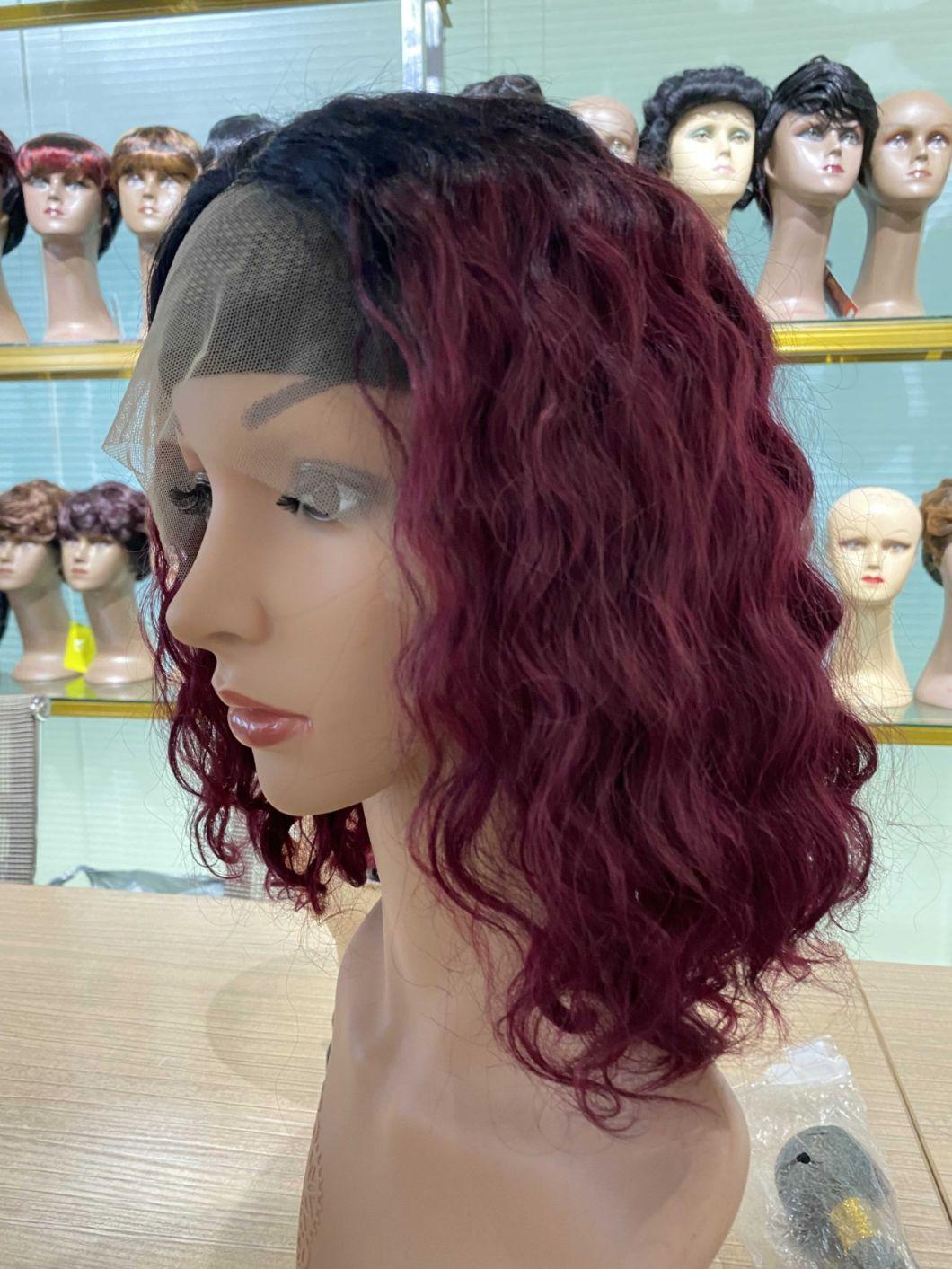 99j Color Bob Wig Hair 100% Human Hair Lace Front Wig Water Wave