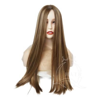 Best Quality Long Light Brown Human Hair Kosher Jewish Wigs Silk Top Kosher Wig Sheitel Custom Wigs