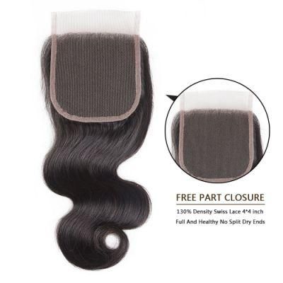 Free Part Peruvian Human Hair 4*4 Lace Closure Straight Hair 12inches