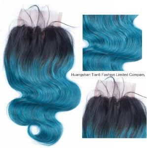 Virgin Brazillian Hair Ombre Colored #1b/Blue Bleached Knots