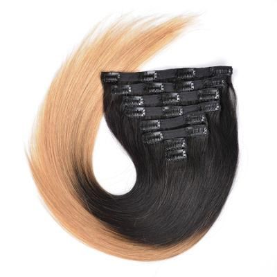 Wholesale 20 Inch Ombre T1b/27 160g Full Head Human Hair Extensions Clip in Human Hair Extensions