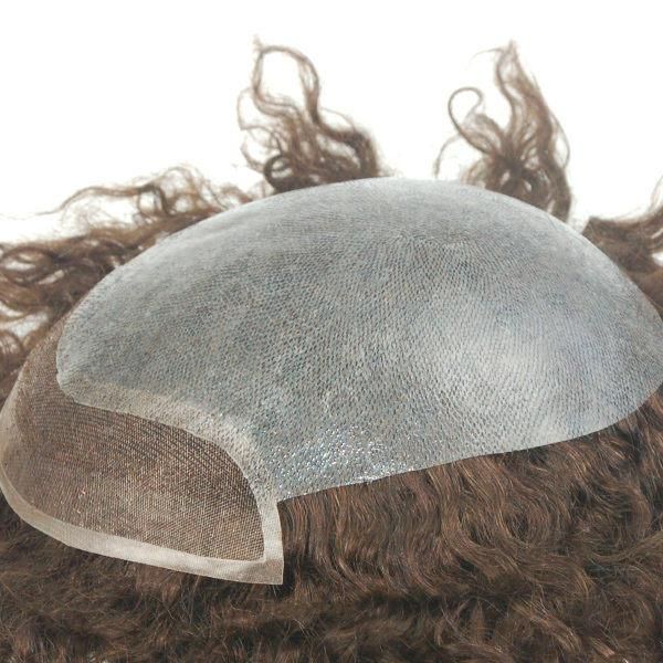 Ljc1561: Human Hair Super Thin Skin with 1" Lace Front Small Curly Toupee