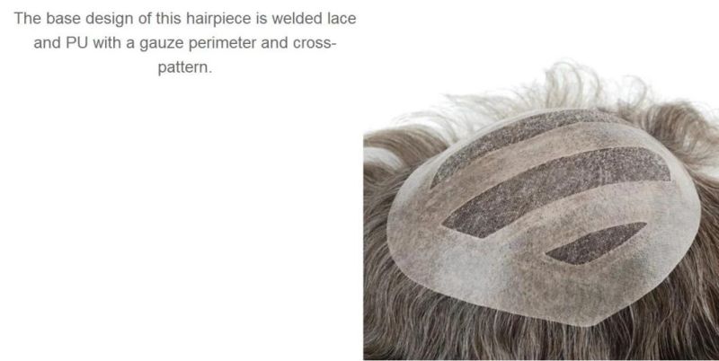 Fine Welded Mono and Poly with Gauze Perimeter Human Grey Hairpiece Toupee