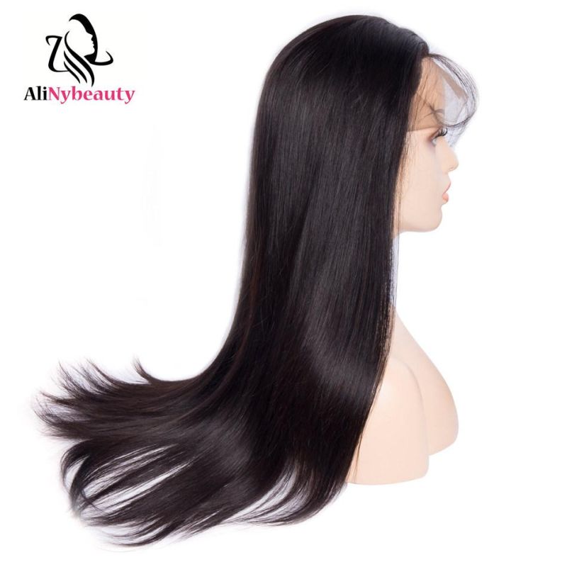 Alinybeauty Factory Price 100% Virgin Natural Straight Lace Front Wig