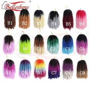 Belleshow 8&prime; Wholesale Ombre Color Spring Twists Curly R Crochet Braid Hair Spring Twist Hair