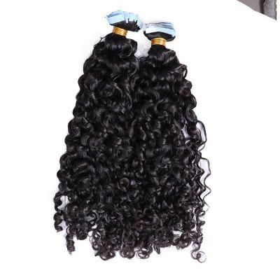 Wholesale 100% Natural Raw Indian Curly Human Hair Extensions Virgin Kinky Tape in Hair Extension