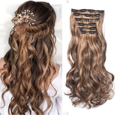 Clip in Hair Extension 22&quot;Inch 140g Synthetic Curly Body Wavy Hair Hairpiece 6PC/Set for a Full Head