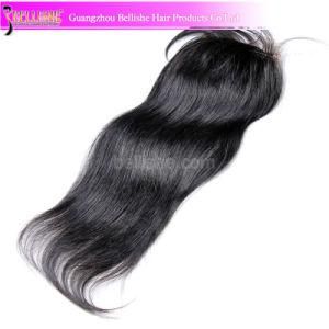 8&quot; Brazilian Virgin Hair Body Wave Hand Tied Free Parted French Swiss Lace Closure