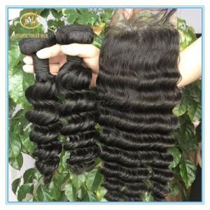 Top Quality Large Stock Natural Color Deep Wave Brizilian Virgin Hair Weft with Factory Price Wf-001
