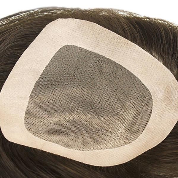Fine Natural Hair Toupee with Npu Around Human Hair Bang